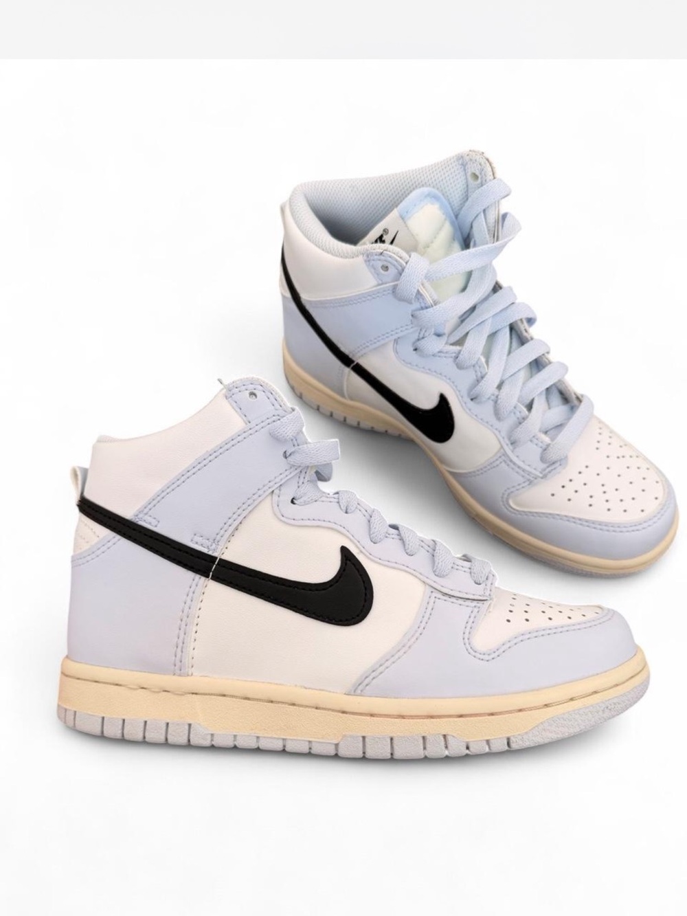 Nike Dunk High-Top Sneakers in Light Blue, White and Black | W6 or 4.5Y